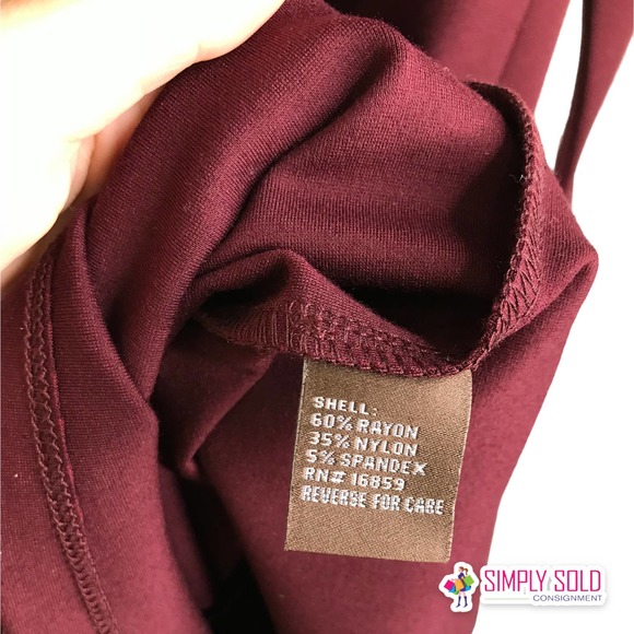 J. Mclaughlin Women A-Line Midi Dress Long Sleeve V-Neck Burgundy Bow Stretch S - Picture 10 of 10